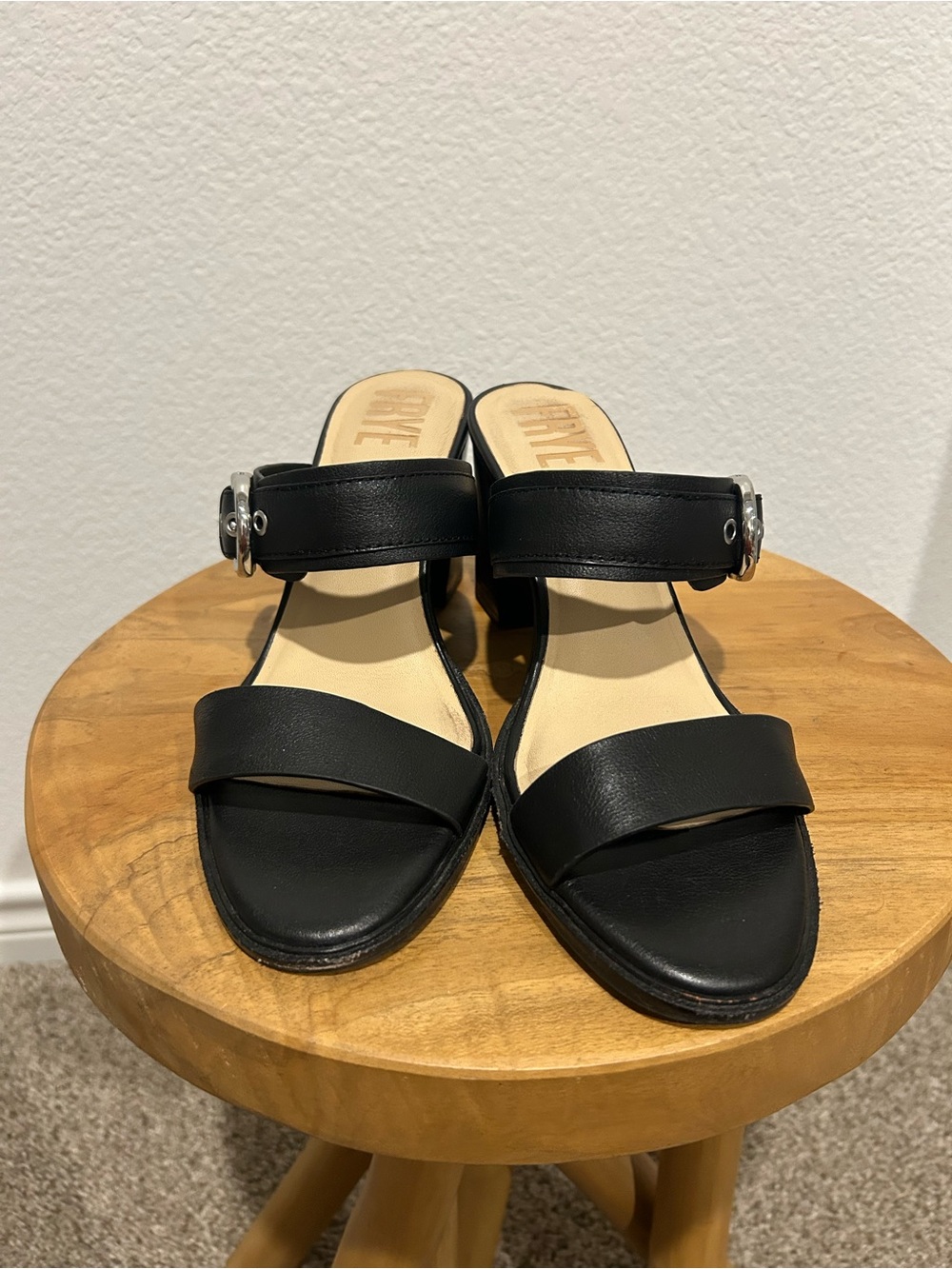 Frye Black Women’s Slide Sandals with Buckle Accent
